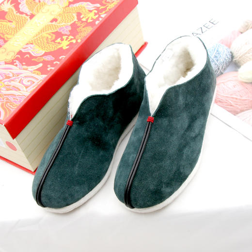 内联升大内联升棉鞋男冬季羊毛里手工十字纳底牛反绒千层底布鞋dn8309