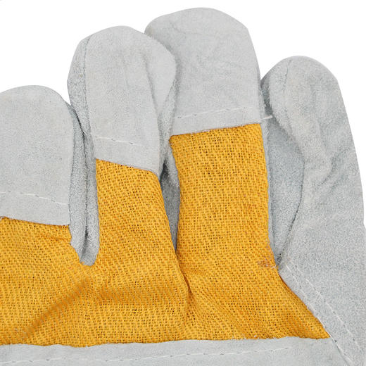 『黄斜全掌皮手套』电焊手套柔软牛皮耐高温焊工烧焊劳保隔热防护手套 商品图6