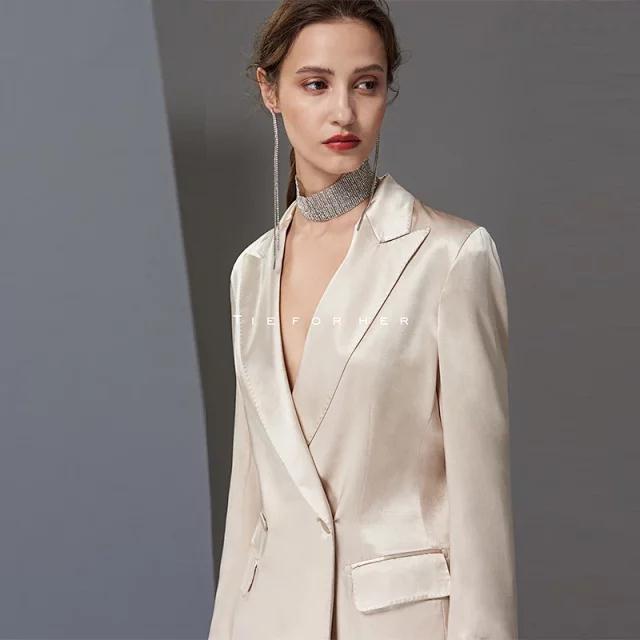 tf178 香槟色真丝西装 - 优·生活