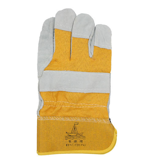 『黄斜全掌皮手套』电焊手套柔软牛皮耐高温焊工烧焊劳保隔热防护手套 商品图3