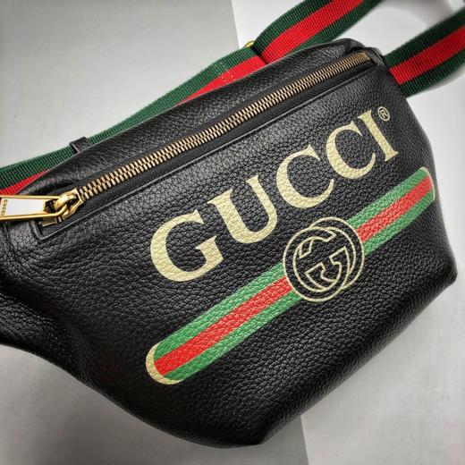 gucci/古驰 经典款字母印花logo涂鸦腰包胸包单肩斜跨包男女同款