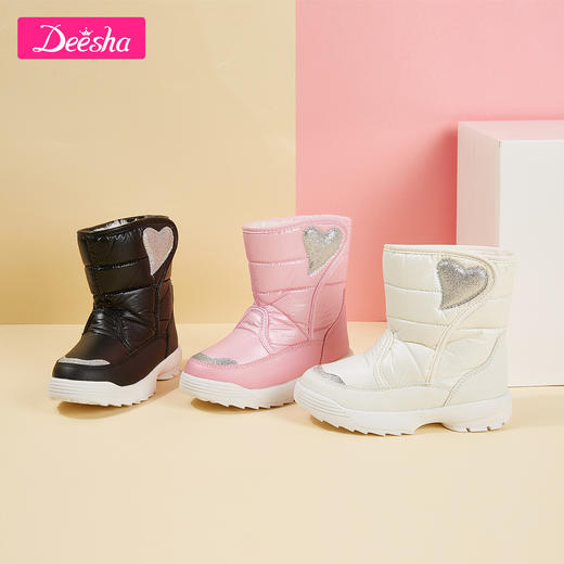 笛莎女童雪地靴20冬季新款中大童简约滑雪中筒靴儿童绒里雪地靴 商品图1