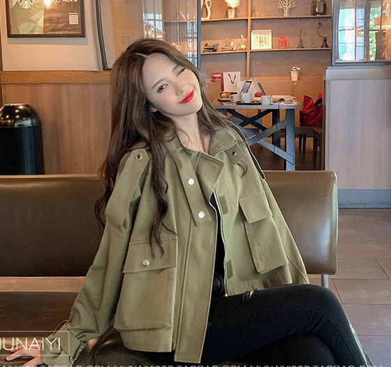 LJ17（亲子装课）工装外套，春秋韩版宽松bf休闲复古港味