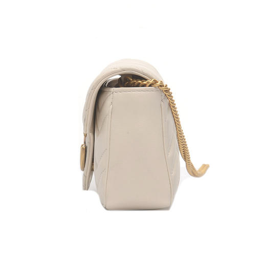 a  gucci 古驰 gg marmont 白色牛皮迷你链条包