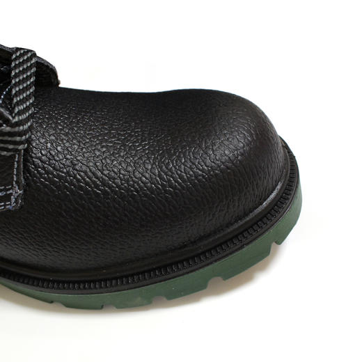 绿底双钢劳保鞋 安全鞋防砸防刺牛皮安全标准 透气舒适防砸劳保鞋 商品图4