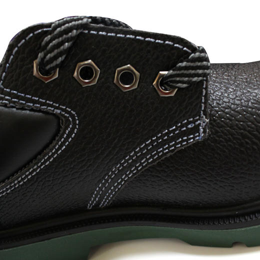 绿底双钢劳保鞋 安全鞋防砸防刺牛皮安全标准 透气舒适防砸劳保鞋 商品图5