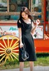 AtelierMissLu / Debbie-黑色吊带风琴褶装饰连身裙 商品缩略图1