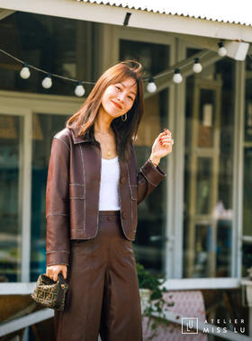 AtelierMissLu / Karen-酒红仿皮短外套