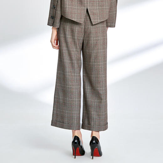 EITIE爱特爱女装秋新品时尚减龄格纹英伦风显瘦阔腿裤长裤5805517 商品图2