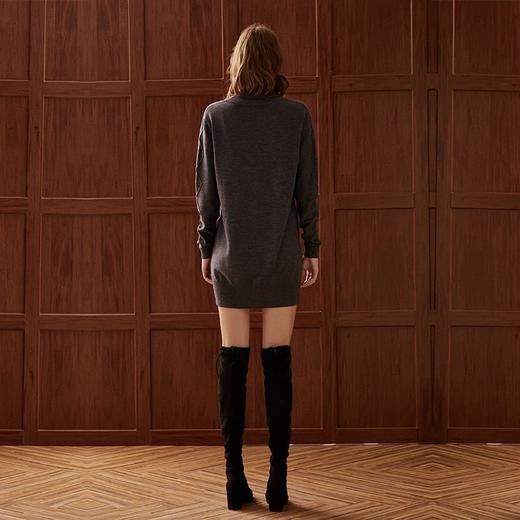 灰色高领人像羊毛针织长上衣 商品图3