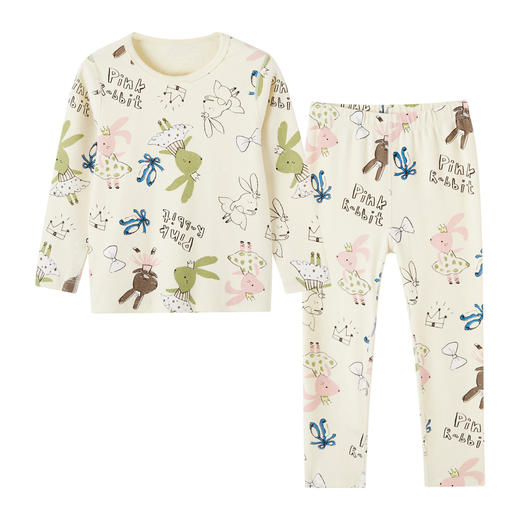 笛莎童装女童内衣套装2019冬季新款女宝宝涂鸦风印花中厚内衣套装 商品图4