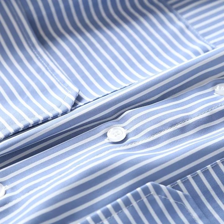 b093057女士秋季新款港风复古条纹衬衫长袖韩范宽松上衣 - 贝壳三