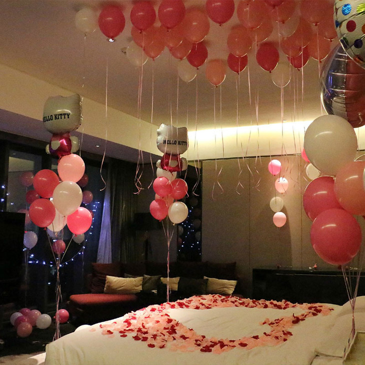 酒店房间气球生日订婚纪念日告白主题派对策划上门布置花瓣