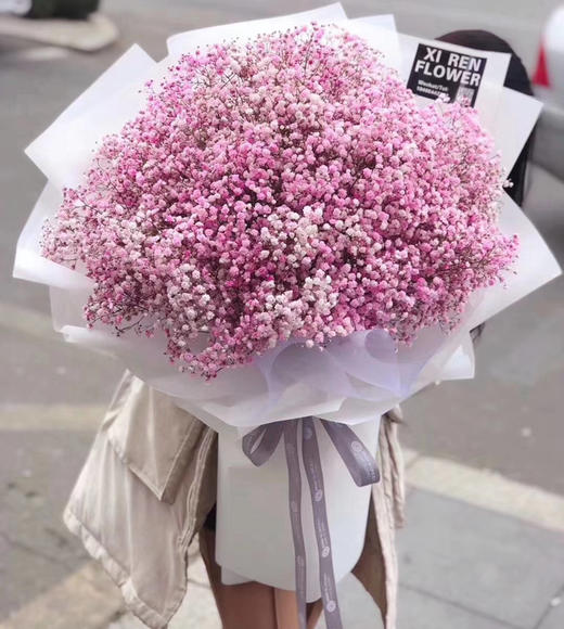 满心欢喜粉蓝色满天星花束鲜花速递成都同城花店沈阳重庆店送花