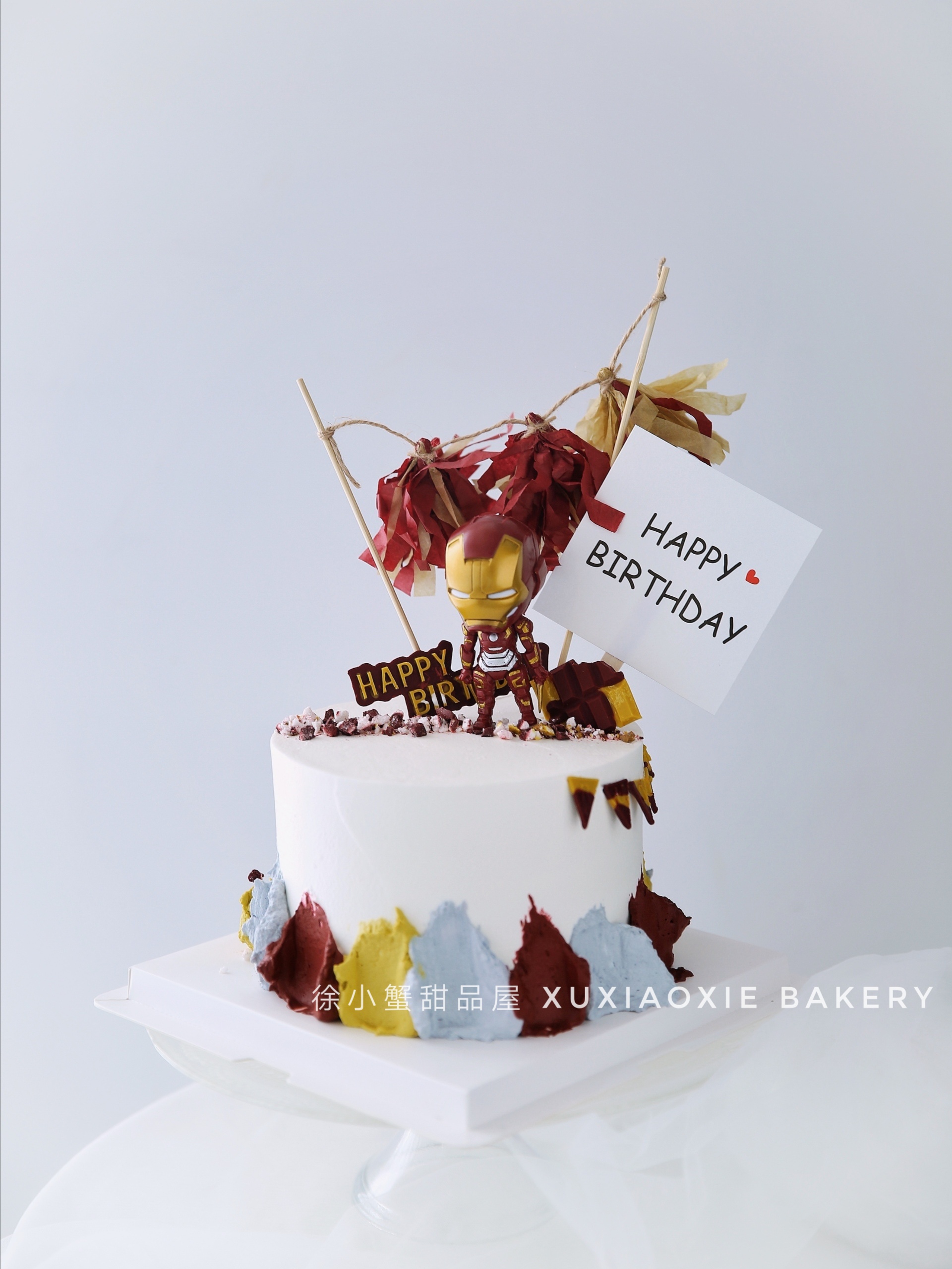 ins风系列蜘蛛侠蛋糕4层戚风胚3层火芒夹心