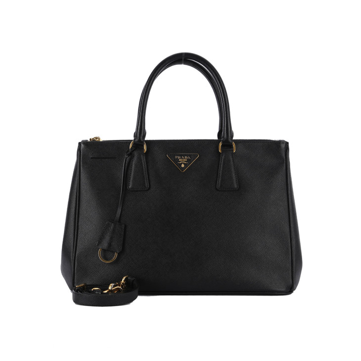 prada 普拉达 galleria 黑色十字纹经典款杀手包