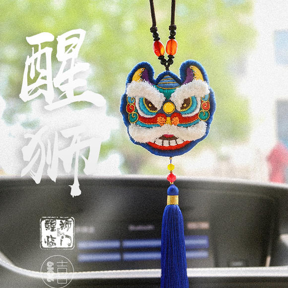 醒狮刺绣背面,布偶,寓意_大山谷图库