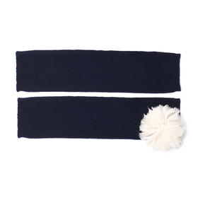 北京仓｜Catherine Osti-Mittens-海军蓝 露指手套 裸粉花［法国设计师］