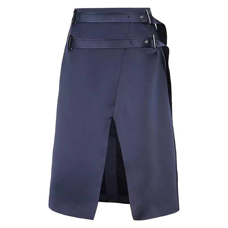 前开叉双腰带半裙