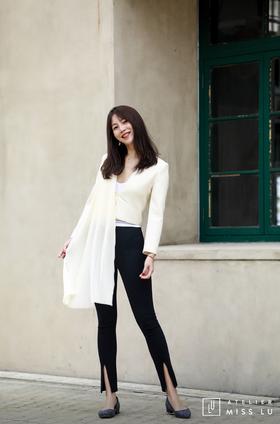 AtelierMissLu / Roz-白色风琴褶装饰短外套