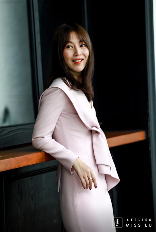 AtelierMissLu / Niecy-茱萸粉褶皱装饰连身裙 商品图3