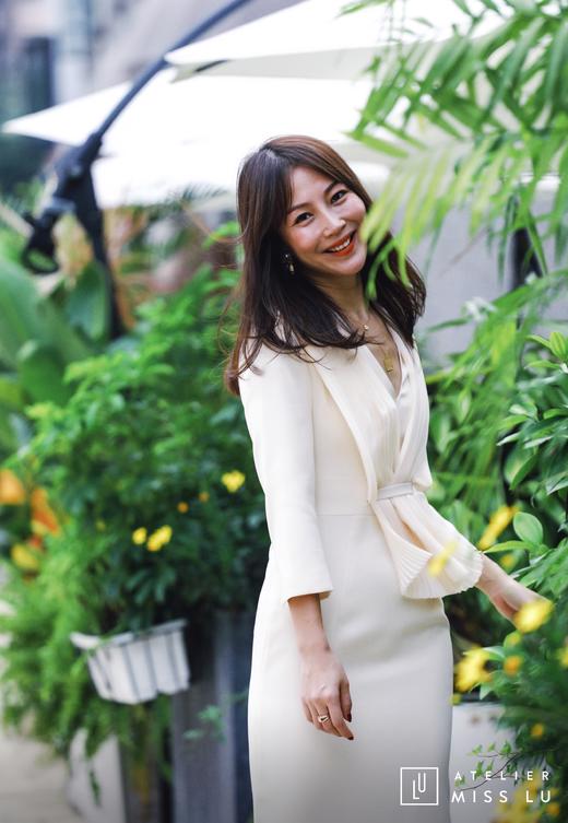 AtelierMissLu / Cicely-白色两侧风琴褶装饰连身裙 商品图2