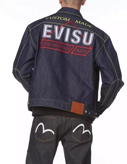精工刺绣 水洗牛仔!evisu福神字母小m简约休闲夹克外套!mwt70434