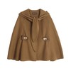 咖啡色连帽羊皮腰带短款披风 商品缩略图4
