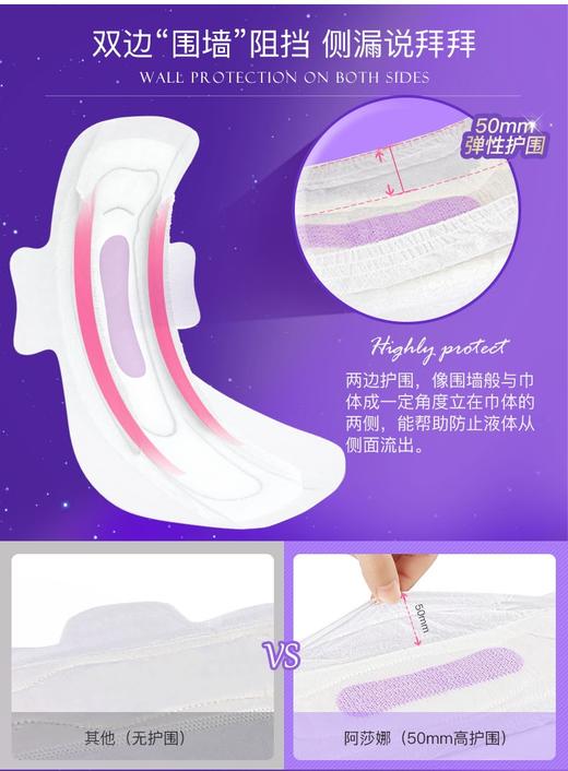 阿莎娜超薄棉面夜用卫生巾36cm5P 商品图2