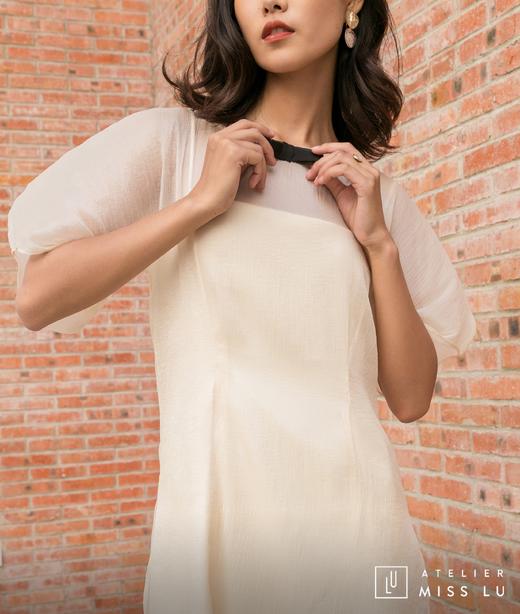 AtelierMissLu / Shirley-奶绵白薄纱吊带两件式连身裙 商品图11