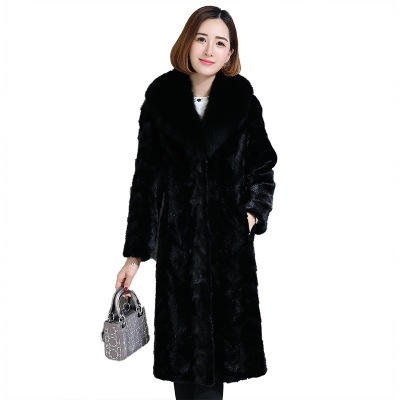 hhhq18osn1850c狐狸毛领进口拼貂皮草外套水貂貂皮大衣女