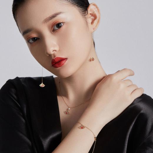 金荷扇冷珐琅耳线 商品图2