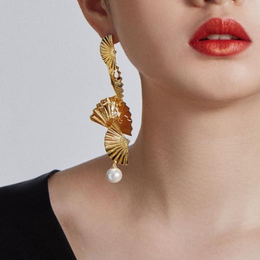 善舞纯银镀18K金珍珠耳坠 商品图0