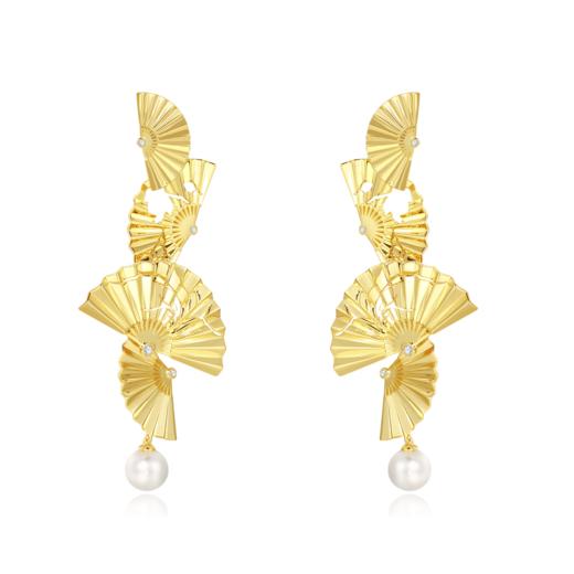 善舞纯银镀18K金珍珠耳坠 商品图3