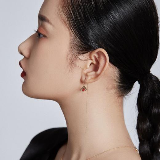 金荷扇冷珐琅耳线 商品图1