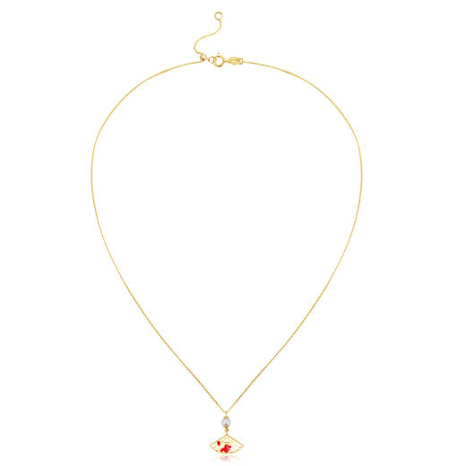 金荷花扇冷珐琅项链 商品图4