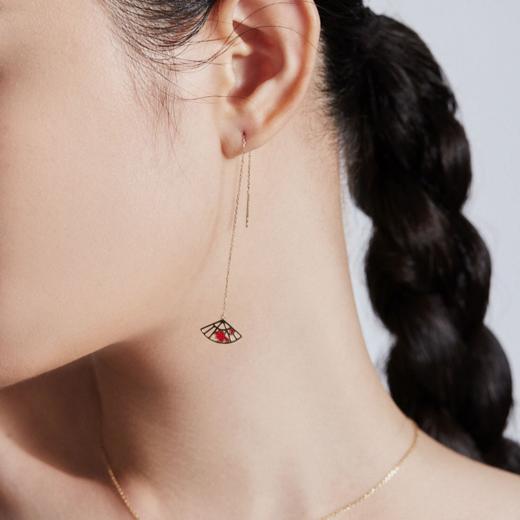 金荷扇冷珐琅耳线 商品图0