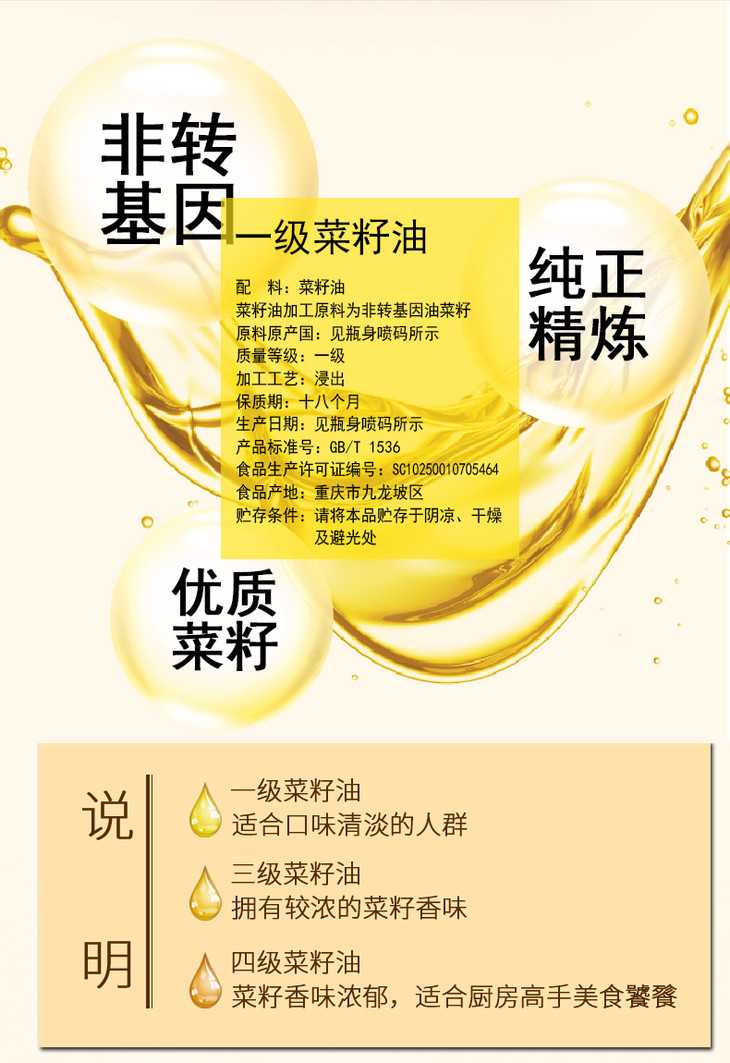 (单位特供)红蜻蜓一级菜籽油5l(非转基因)