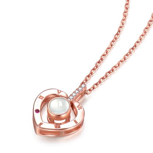 四福珠宝100种语言我爱你合金吊坠送不过敏不变色钛钢项链