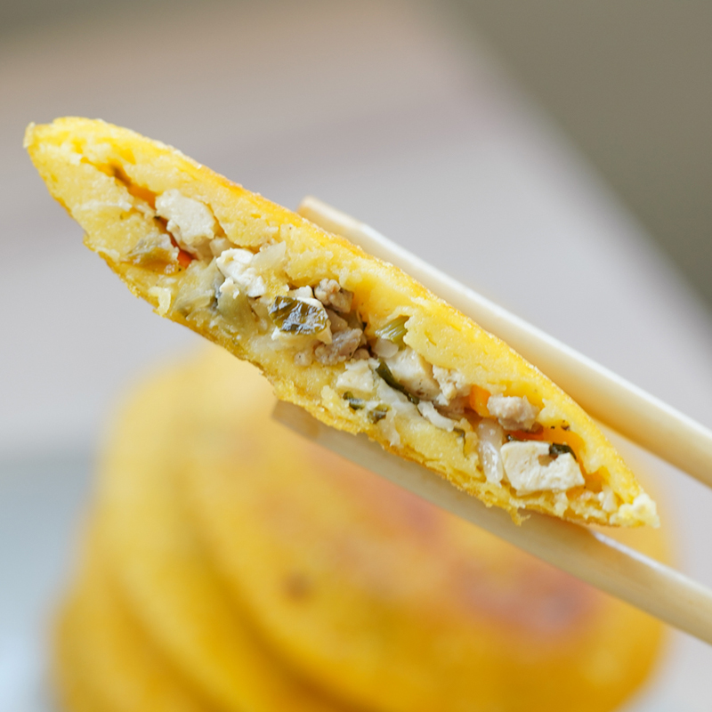饥饿f姐桐庐咸香手工玉米饼咸香可口馅料充足