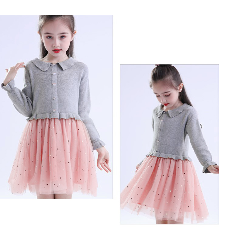 女童连衣裙秋冬新款加绒长袖儿童洋气裙子小女孩秋装公主毛衣裙