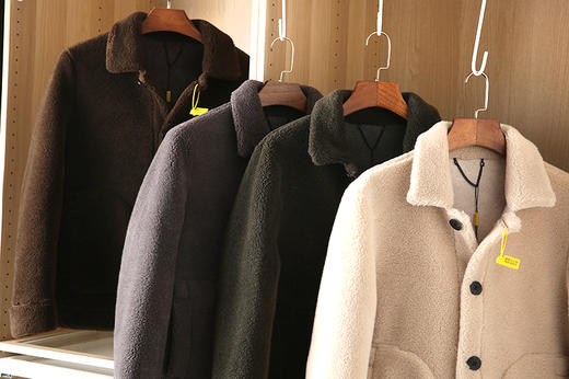 秋冬男士日系复古翻领简约羊剪毛休闲保暖外套 e1020