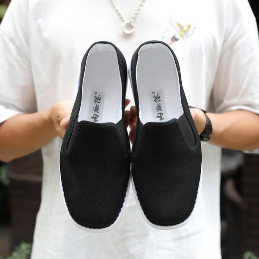 内联升男鞋懒汉鞋一脚蹬单鞋手工布鞋男千底加密礼巾舌边贴胶底8111a