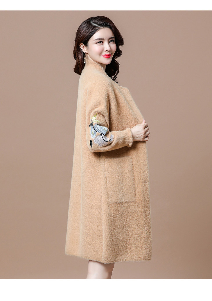 qw8109气质中老年妈妈冬装大衣中长款2019新款高端大气百搭水貂绒