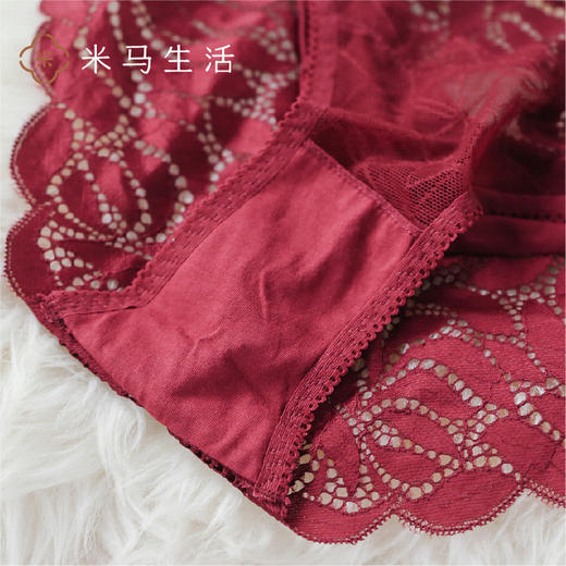 米马杂货  花开 解太岁 大红蕾丝内衣套装 生肖属鼠、兔、马、羊的同学常备哦 商品图3