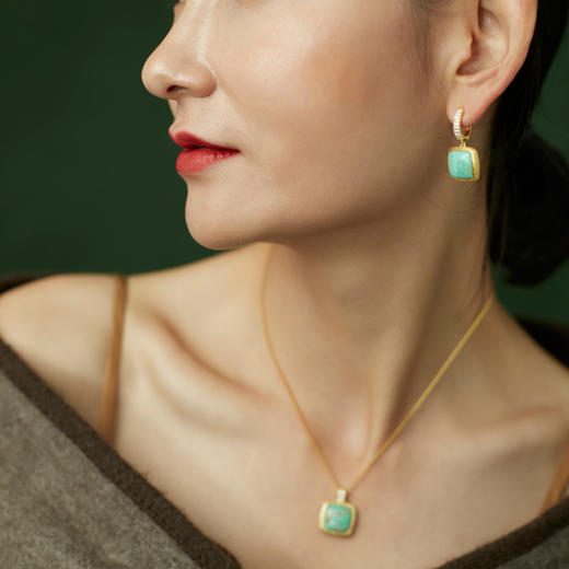 醍醐 思金拉措系列 方形松石项链 藏式气质饰品 925银 商品图1