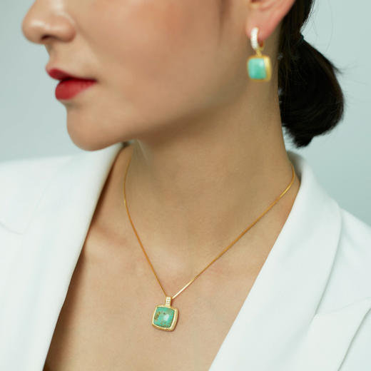 醍醐 思金拉措系列 方形松石项链 藏式气质饰品 925银 商品图2