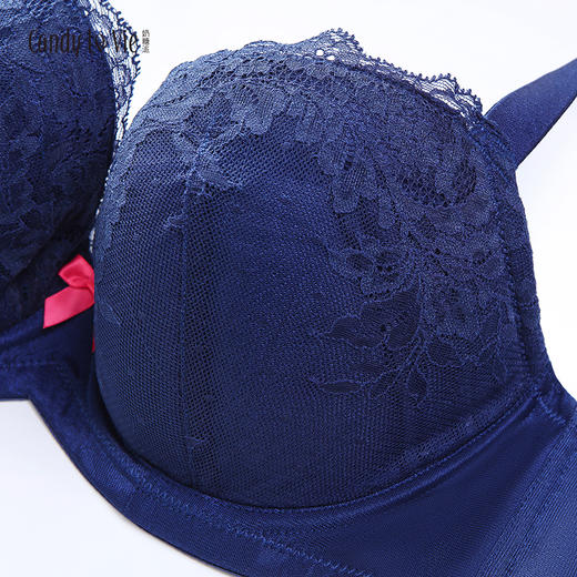 奶糖派大罩杯薄款蕾丝秋冬上托包容侧收邂逅2午夜蓝大胸少女内衣圆盘半球木瓜 商品图2
