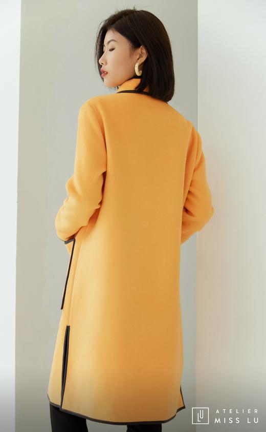 AtelierMissLu / Nuria-奶蜜黄撞色口袋羊毛长外套 商品图8