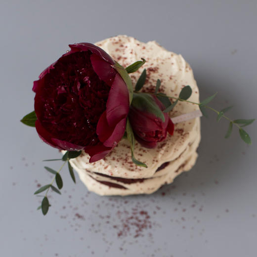 「胭脂」定制插花红丝绒裸蛋糕 商品图1